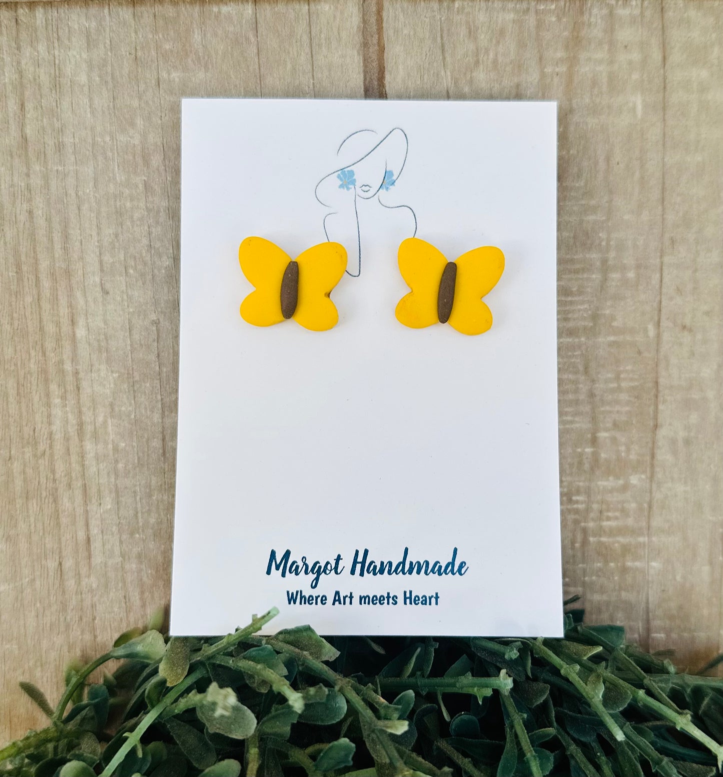 Yellow Butterfly Stud Earrings