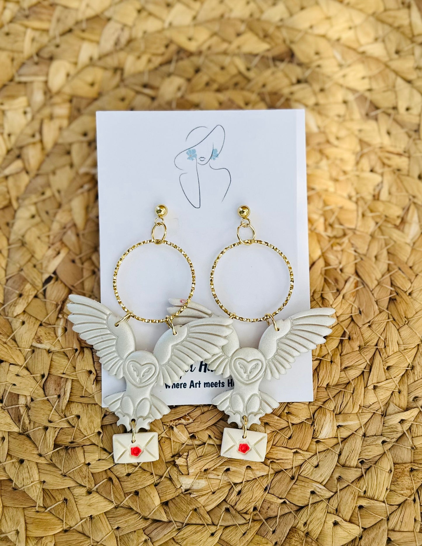 Owl Dangle Earrings, Wizard Bounding