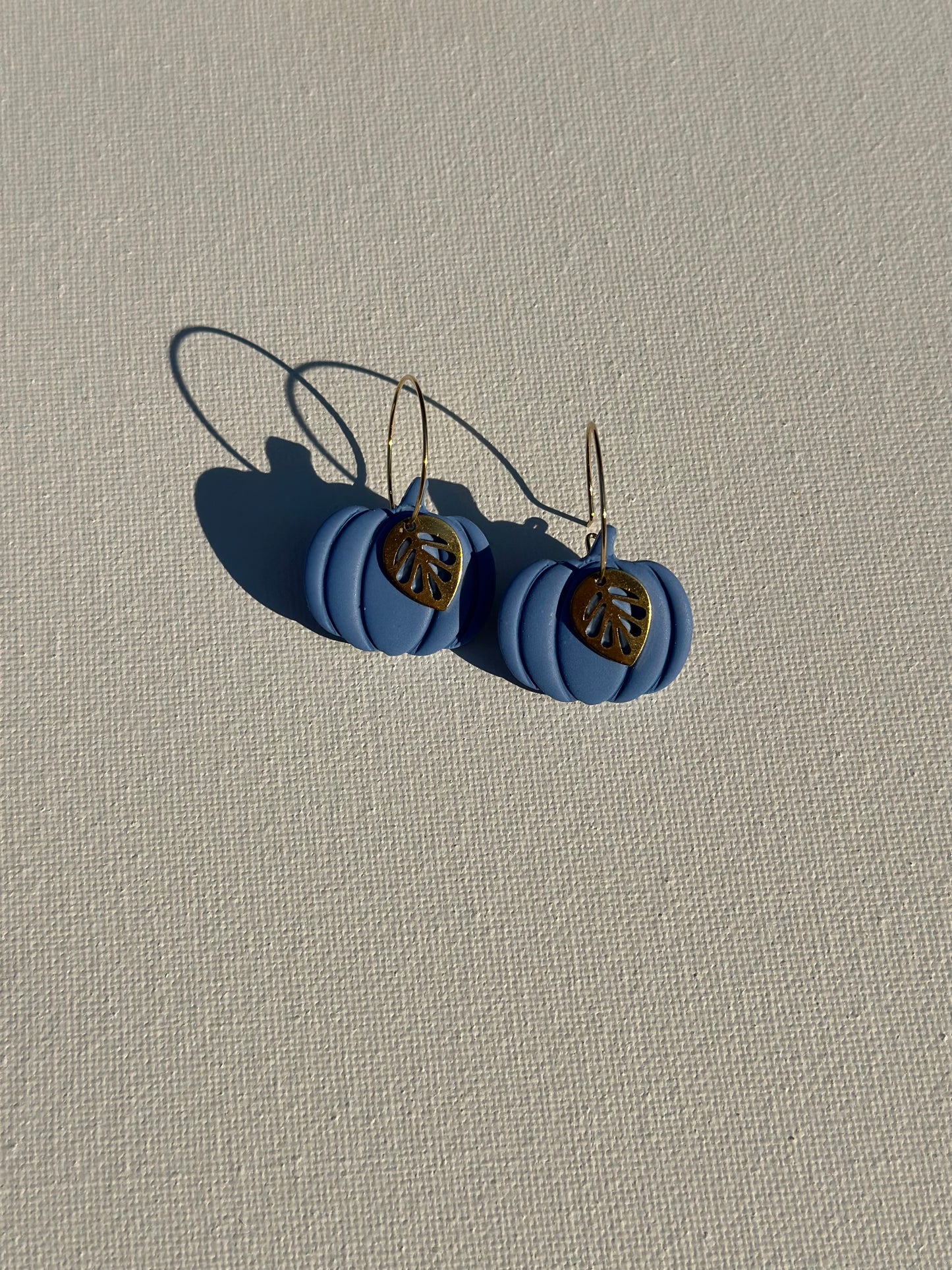 Pumpkin Earrings with Gold Plated Leaf Charm